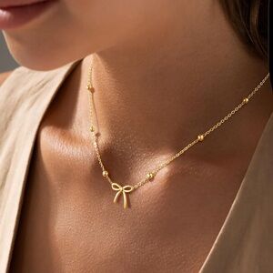 14K Gold-Plated Bow Necklace